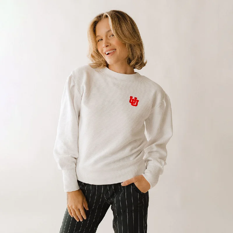 Utah Atlas Ribbed Sweater, White Sweater Knitwear Pullover