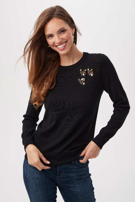Queen B Merino Wool Sweater With Sequin Bee Detail Stylish Fashionable Trendy