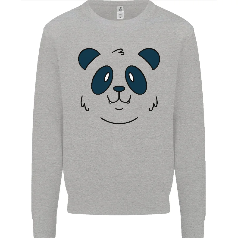 A Cute Panda Bear Face Mens Sweatshirt Jumper Hoodie with Button Placket Classic Preppy A Cute Panda Bear Face Mens Sweatshirt Jumper Hoodie with Button Placket Classic Preppy