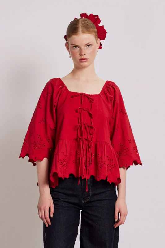 Lana Blouse Red Floral Print Blouse