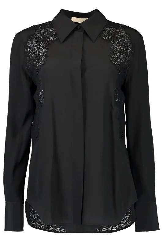 Long Sleeve Button Down Blouse - Black Office-Ready Blouse