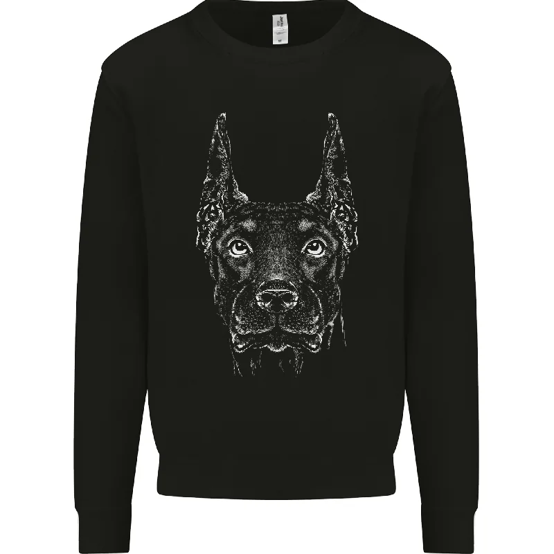 A Doberman Dog Mens Sweatshirt Jumper Hoodie with Zipper Placket Modern Functional