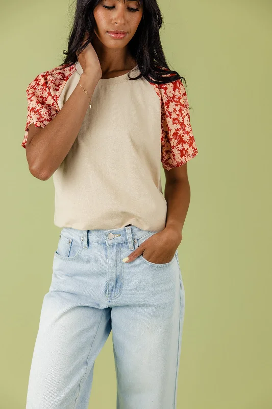 Blooming Flutter Sleeve Blouse Stretchy Fitted Blouse