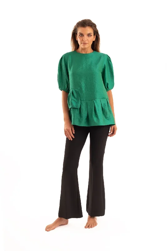 Green Layers Blouse - NOPIN Slim Fit Blouse