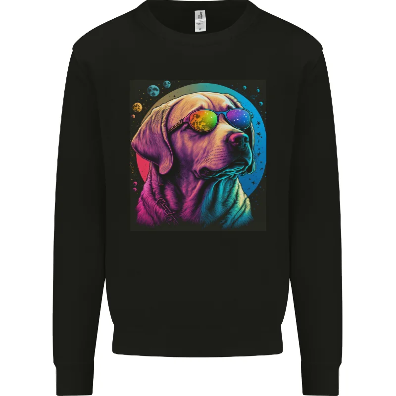 A Cool Golden Retriever With Glasses Dog Mens Sweatshirt Jumper Hoodie with Sequins Glamorous Eye-catching A Cool Golden Retriever With Glasses Dog Mens Sweatshirt Jumper Hoodie with Sequins Glamorous Eye-catching
