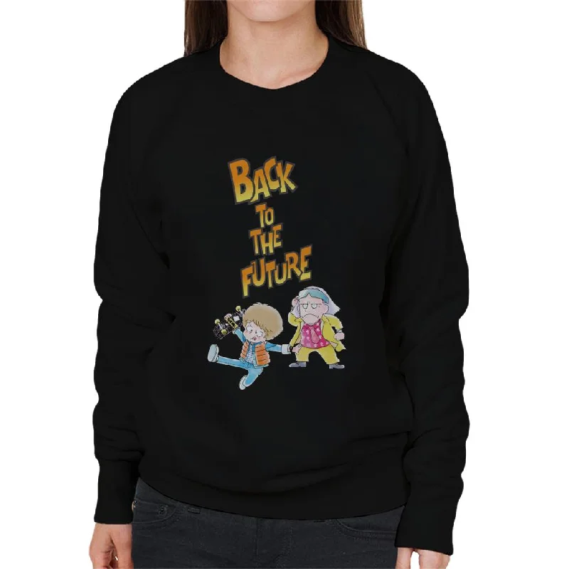 Back To The Future Marty And Doc Chibi Women's Sweatshirt Hoodie with Half-Zip Sporty Casual Back To The Future Marty And Doc Chibi Women's Sweatshirt Hoodie with Half-Zip Sporty Casual