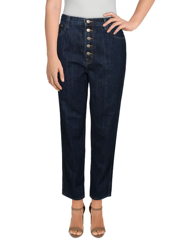 Heather Womens Denim Straight Leg Jeans Fashionable Vintage Wash Jeans