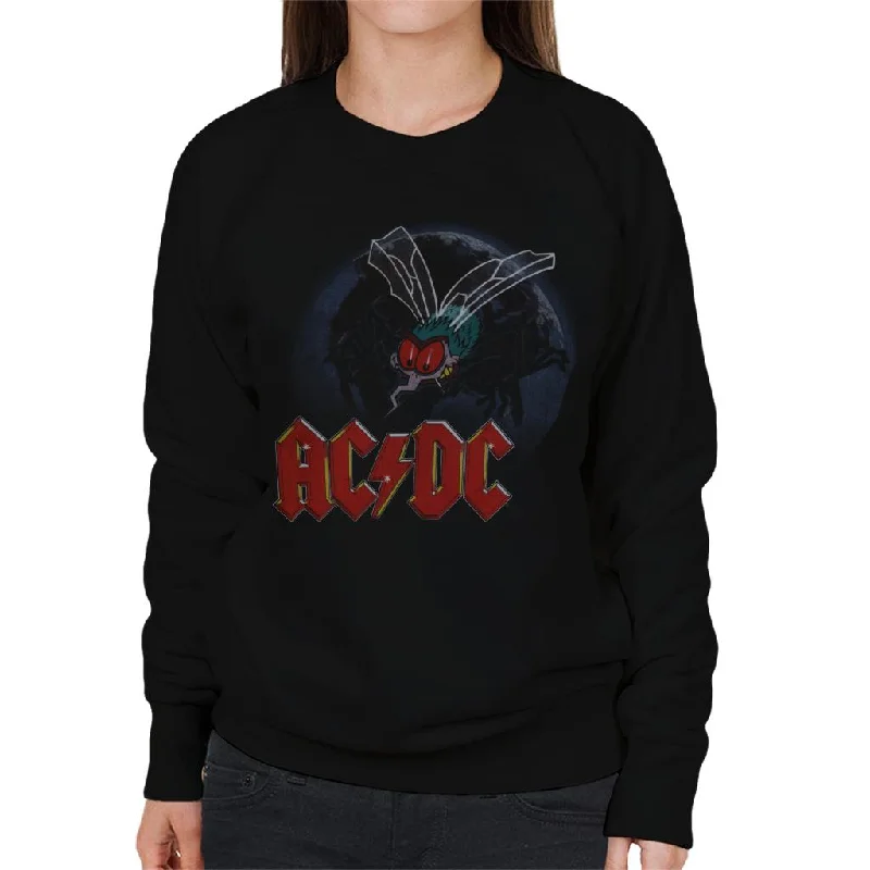 AC/DC Mosquito From Above Logo Women's Sweatshirt Hoodie with Sequins Glamorous Eye-catching AC/DC Mosquito From Above Logo Women's Sweatshirt Hoodie with Sequins Glamorous Eye-catching