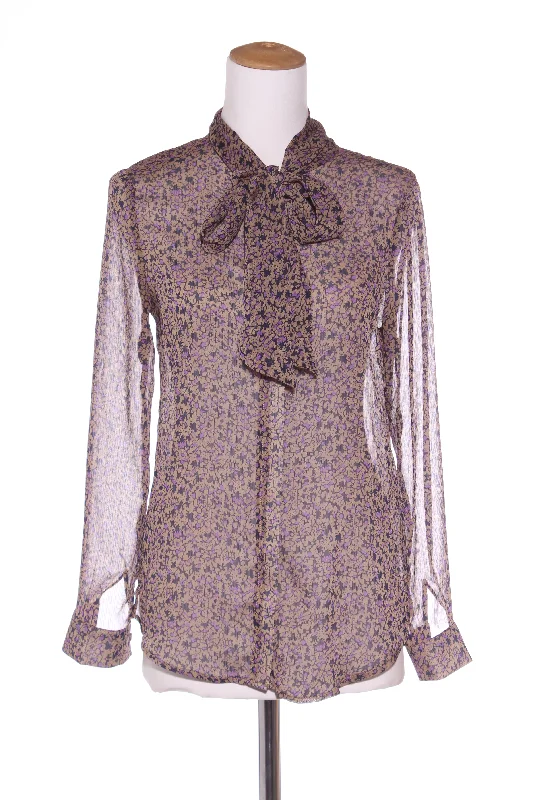 DRAMA - Purple print pussy bow blouse! 10 Boho Printed Blouse