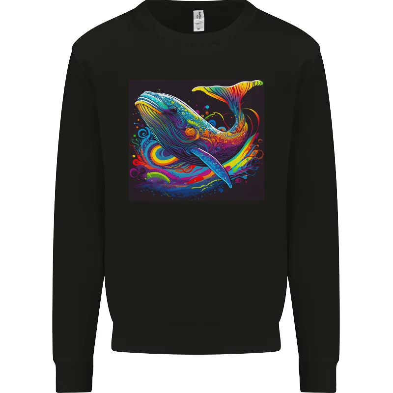A Colourful Fantasy Whale Mens Sweatshirt Jumper Hoodie with Cropped Fit Short Trendy A Colourful Fantasy Whale Mens Sweatshirt Jumper Hoodie with Cropped Fit Short Trendy