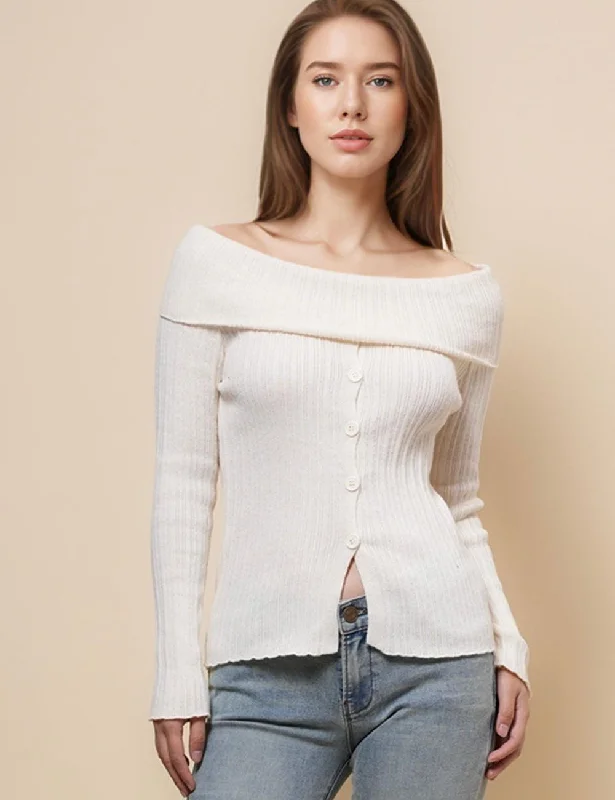 Ladies Folder Off Shoulder Botton Solid Color Blouse SKT4884 Floral Chiffon Blouse