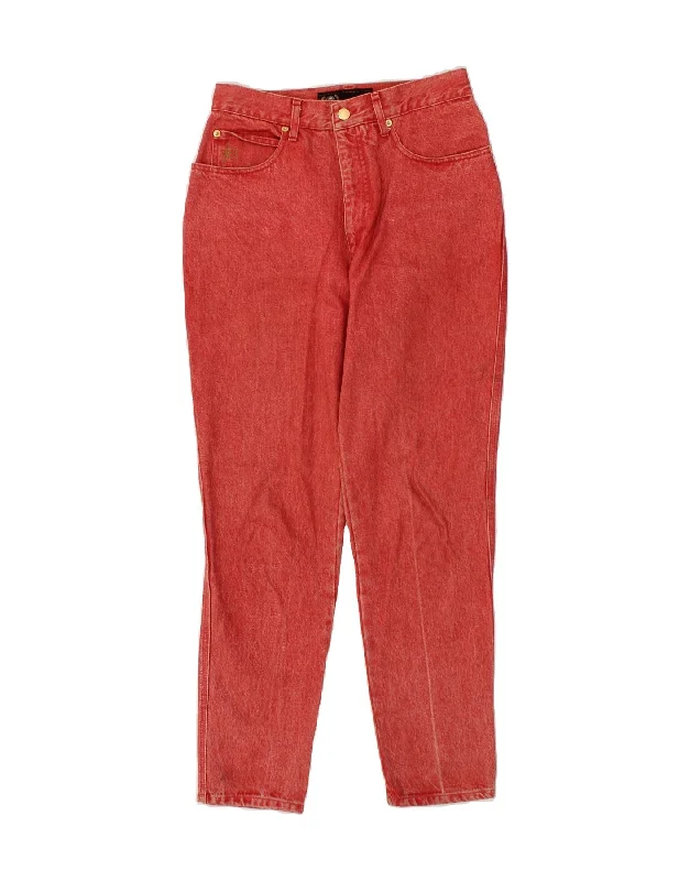 ROCCOBAROCCO Womens High Waist Jeans W31 L29  Red Cotton Fashionable Straight Fit Denim