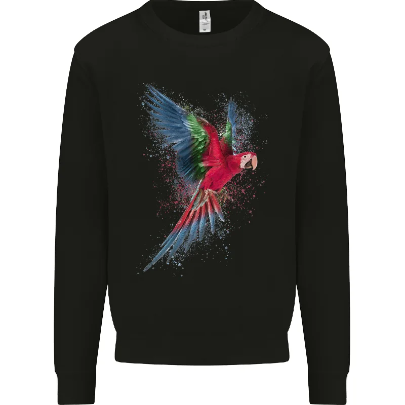 A Colourful Parrot Mens Sweatshirt Jumper Hoodie with Hem Lace Feminine Delicate
