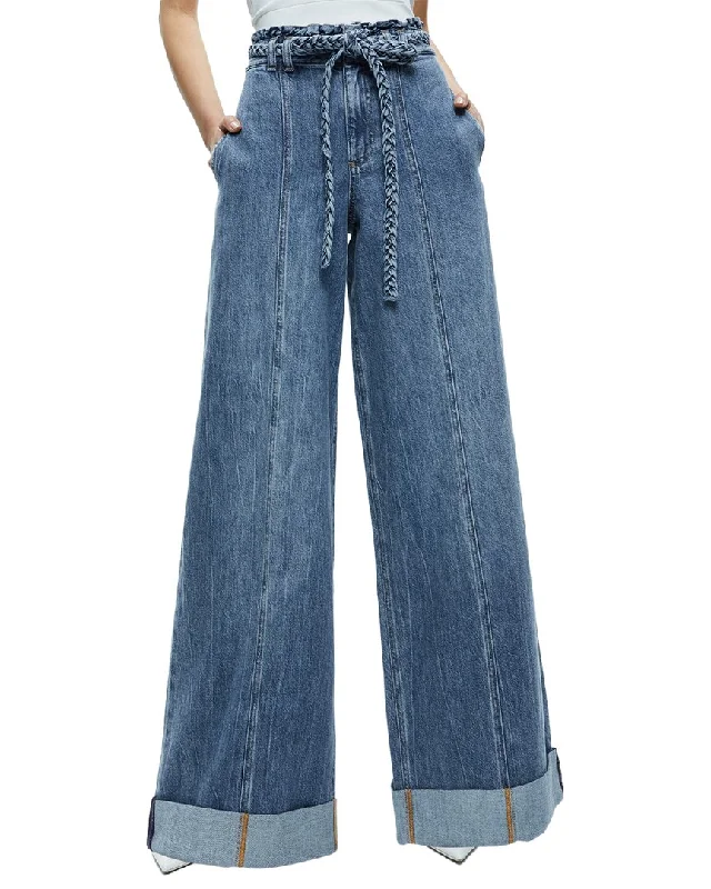 alice + olivia Harriet High-Rise Wide Leg Paperbag Jean Comfortable Stretch Denim Jeans alice + olivia Harriet High-Rise Wide Leg Paperbag Jean Comfortable Stretch Denim Jeans
