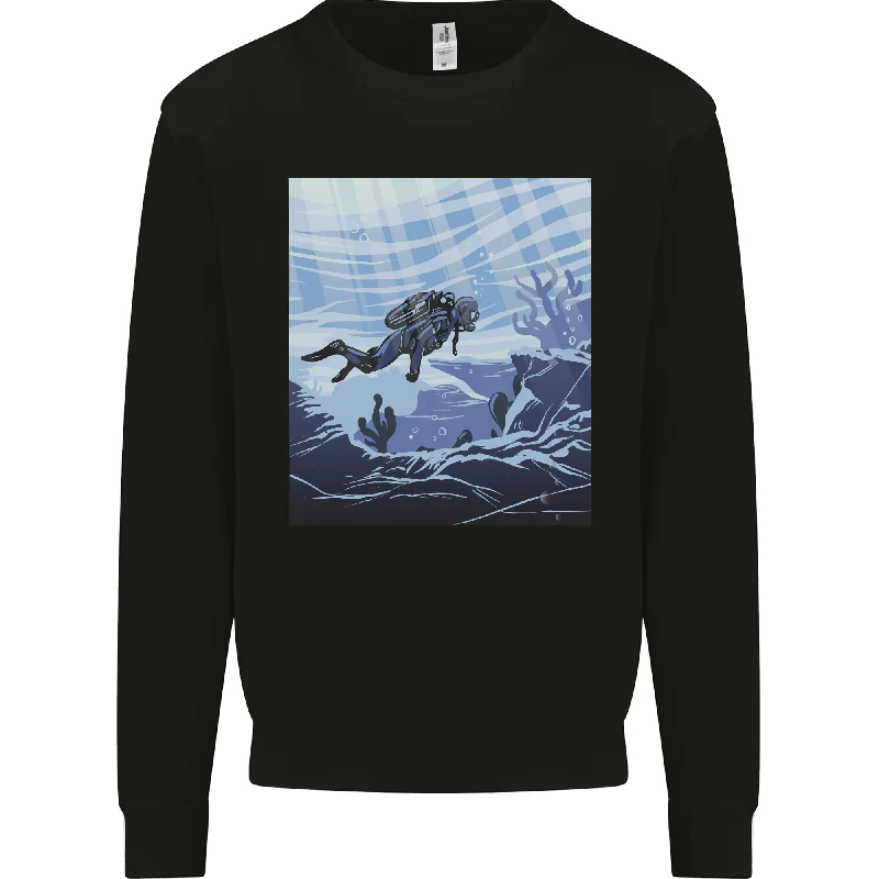 A Deep Sea Scuba Diver Diving Mens Sweatshirt Jumper Hoodie with Hem Lace Feminine Delicate