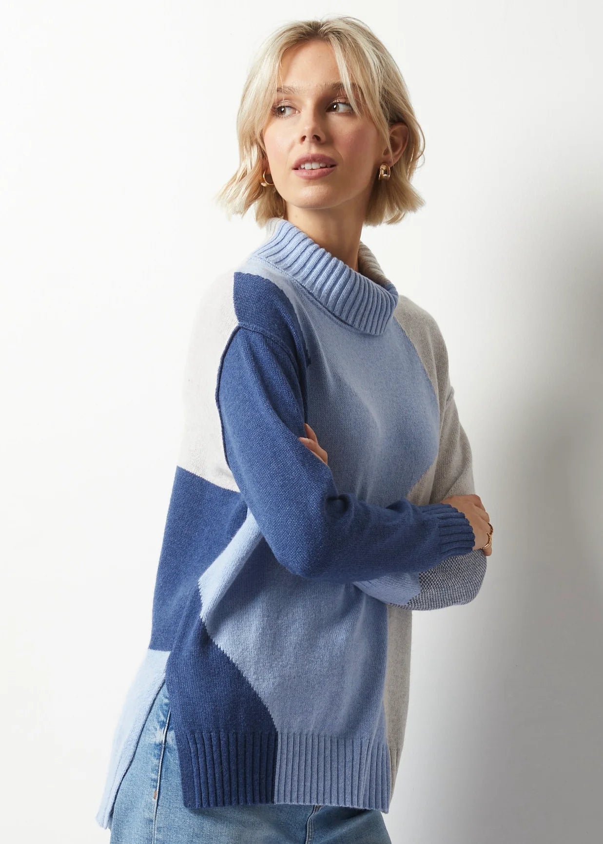 Women's Ziggy Zag Sweater Ribbed Striped Patterned