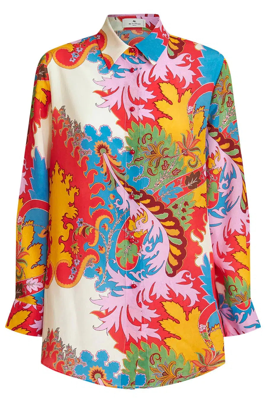 Floral Button Down Blouse Drape Neck Blouse