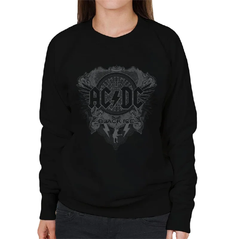 AC/DC Black Ice Logo Women's Sweatshirt Hoodie with Lace Feminine Delicate