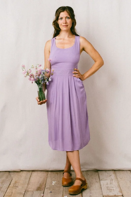 Brigid Jumper in Lilac Challis Houndstooth Herringbone Solid