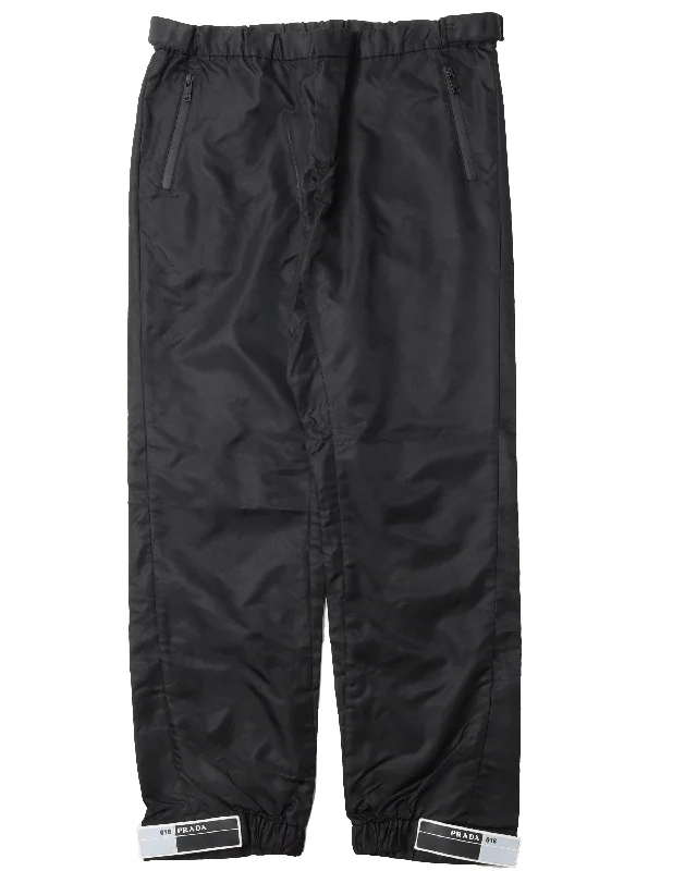 Nylon Gabardine Track Pant Comfortable Wide-Leg Pants