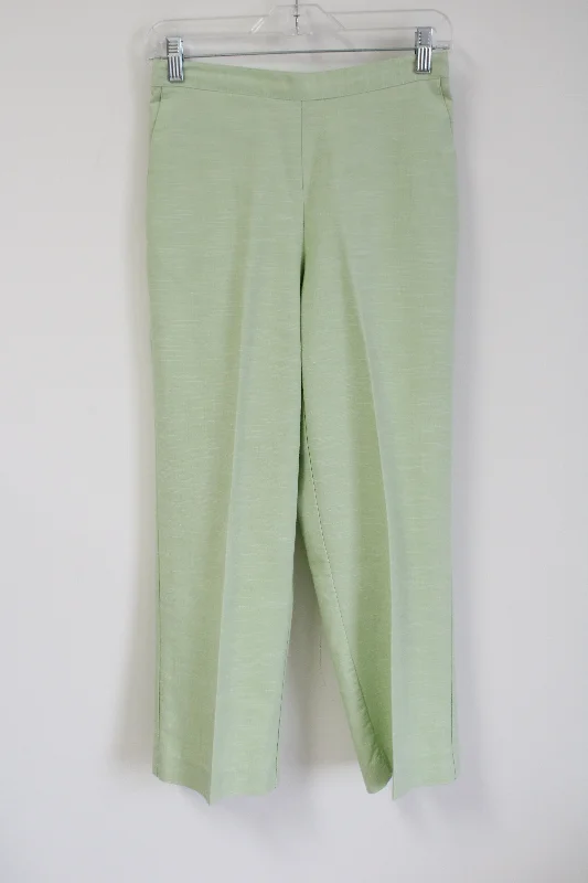 Alfred Dunner Light Key Lime Green Pants | 8 Petite Classic Pleated Pants