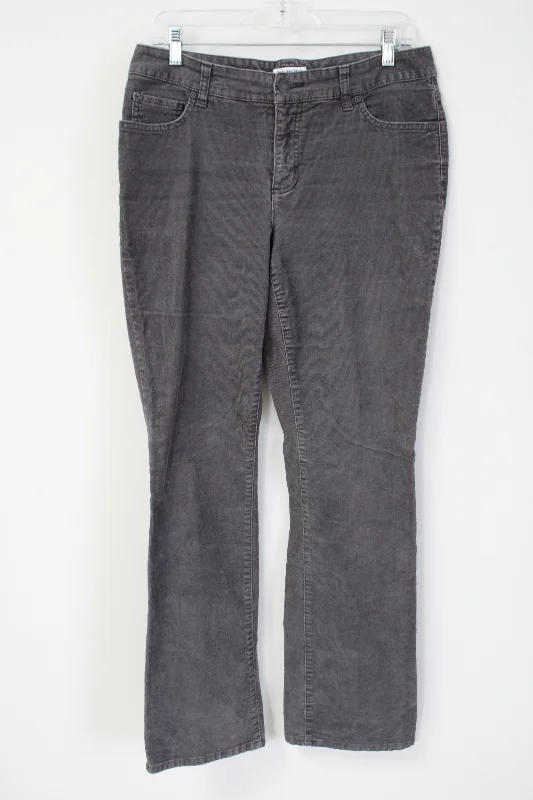 St. John's Bay Gray Corduroy Pant | 10 Stretch Fit Pants