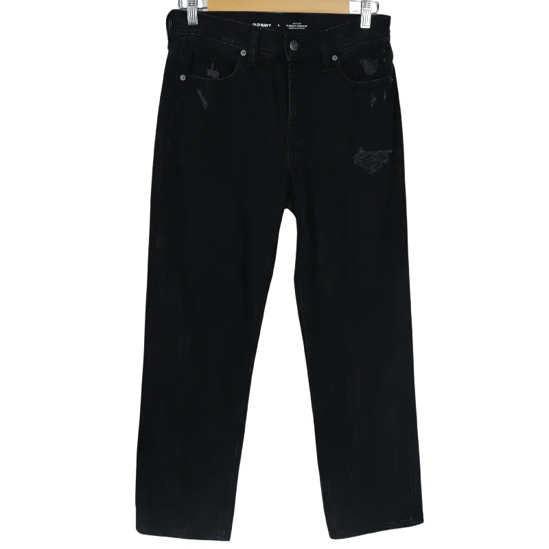 OLD NAVY - Button up high rise denim pants Trendy High-Waist Trousers
