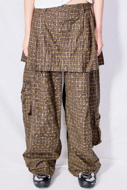 Charcoal Plaid Lawn Skirt Cargo Pant Elegant Dress Pants