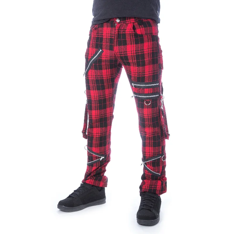 ETIENNE PANTS - RED TARTAN Trendy Wide-Leg Pants