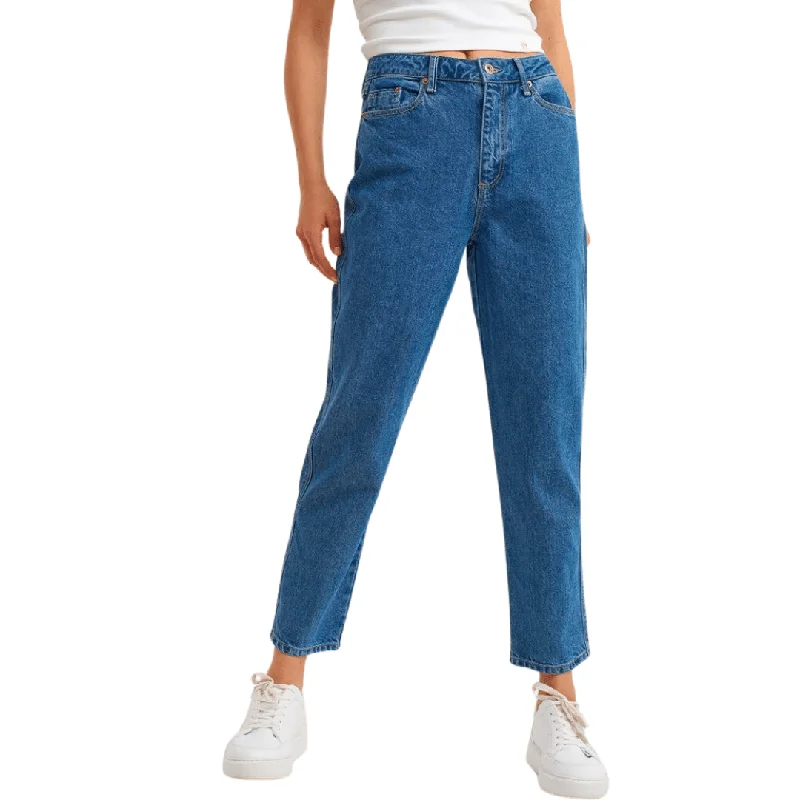 OXXO - Cotton Mom-Fit Denim Pants High-Waist Jogger Pants