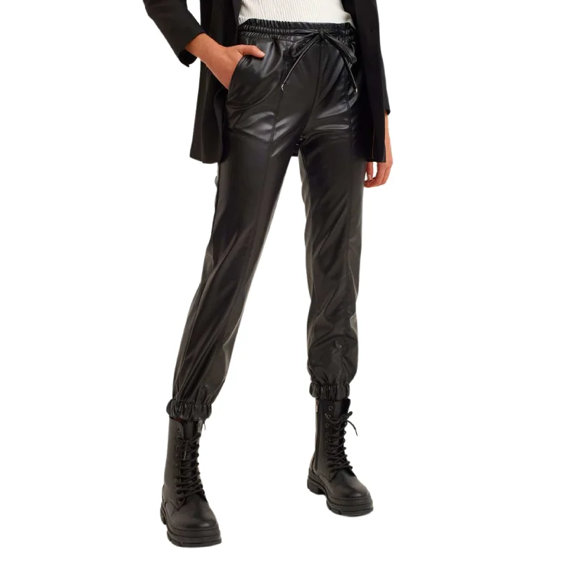 OXXO - Vegan leather jogger pants Trendy Work Pants