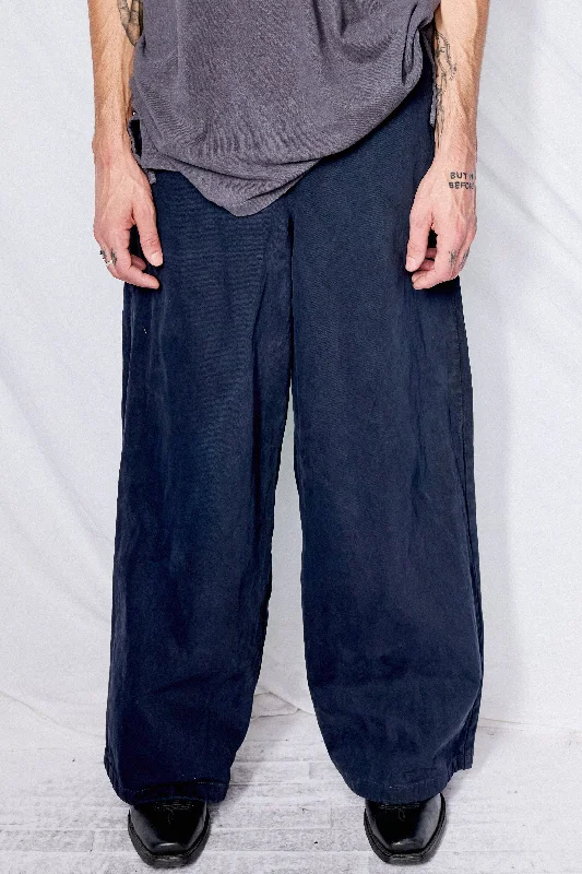Black Overdyed Denim Standard Pant Chic Slim Fit Pants