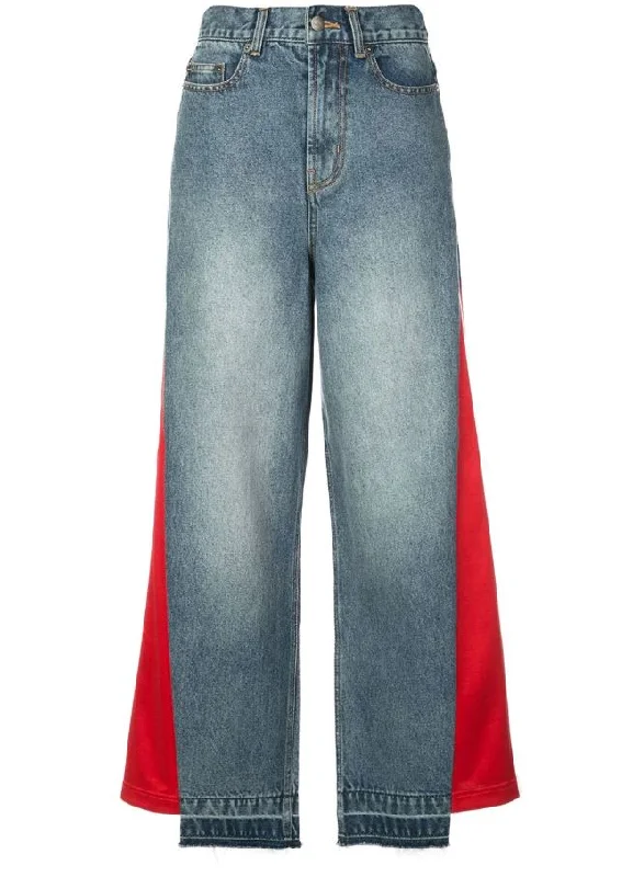 HYBRID DENIM PANT BLUE DENIM/ RED Elegant Silk Pants