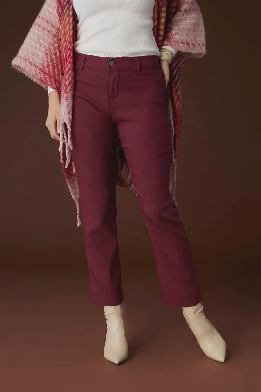Cloud 9ine Straight Leg Pant | Merlot Wide-Legged Palazzos