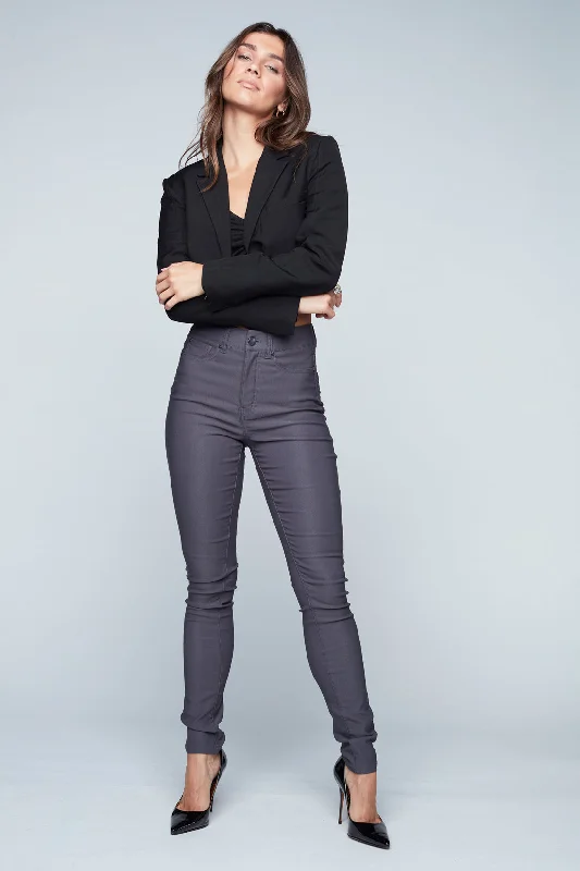 LULU - High Rise Fleece Lined Super Skinny Pants - Charcoal Cozy Maternity Pants