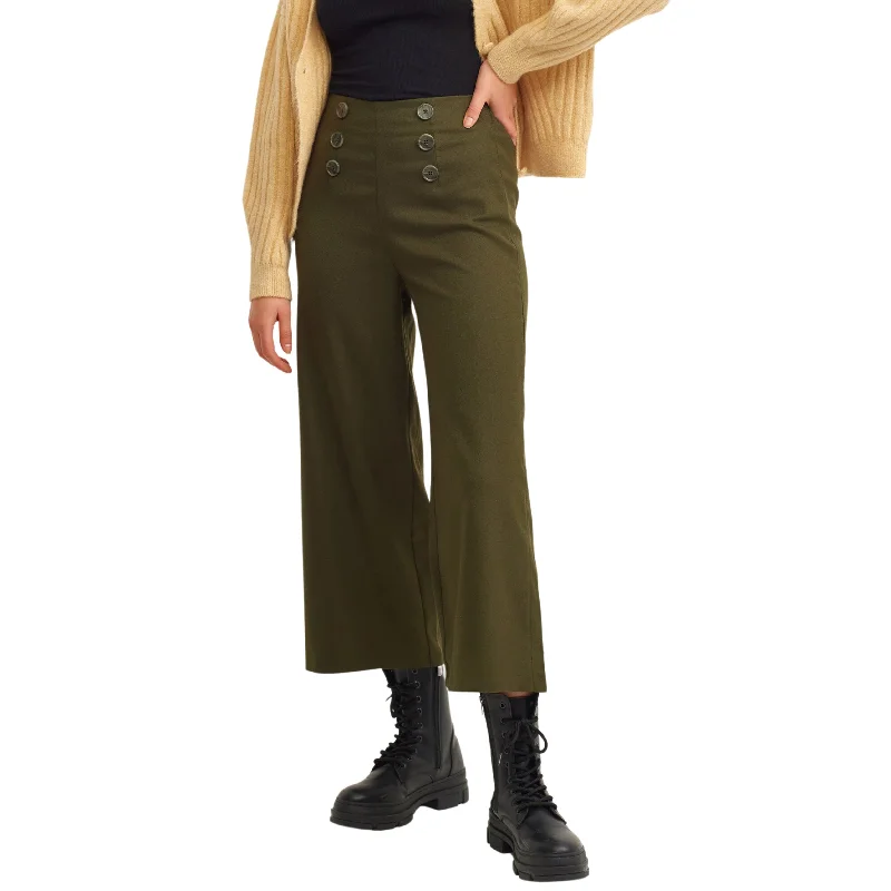 OXXO -  Green Buttoned Culotte Pants High-Waist Yoga Pants