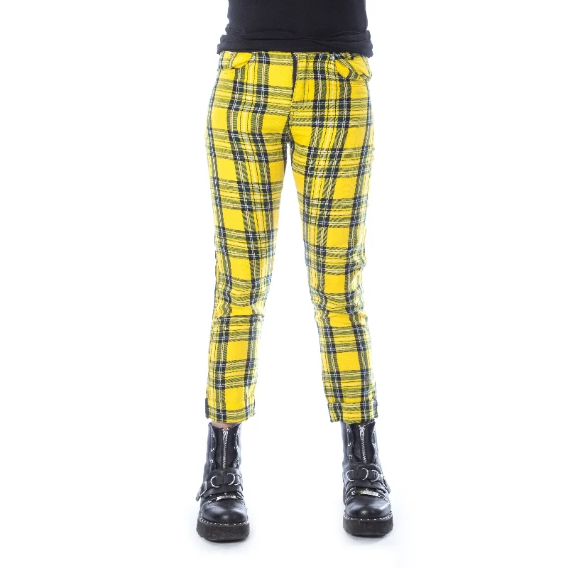 XYLIA PANT - YELLOW TARTAN High-Waist Trousers