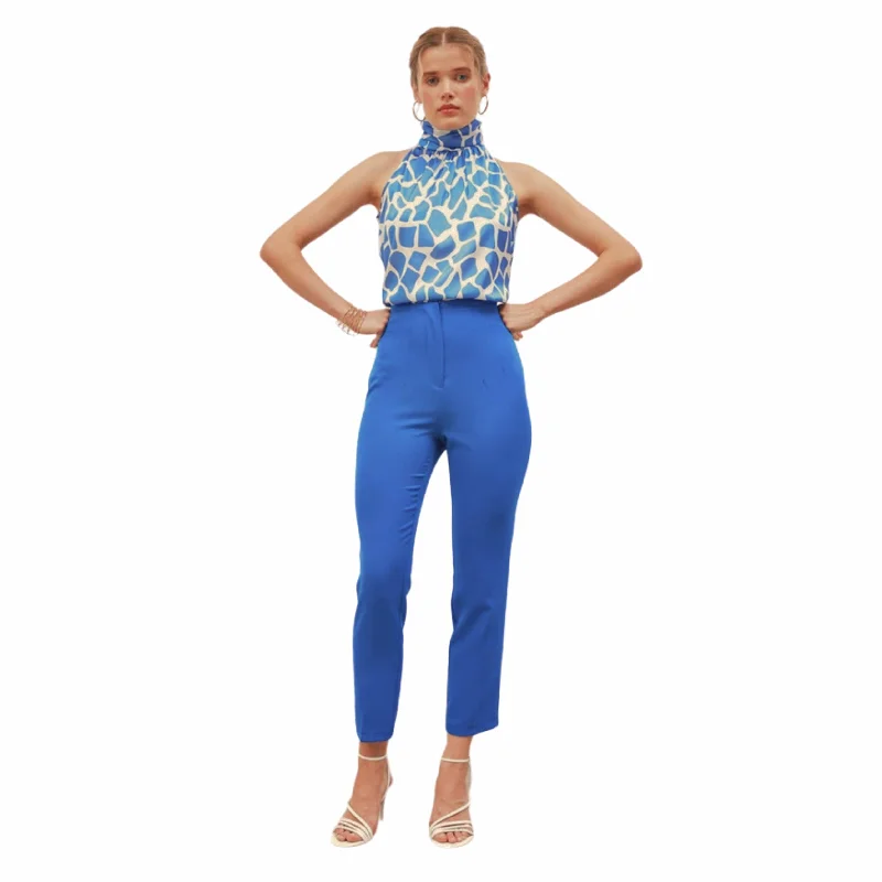 SATEEN - High Waist Pleated Pants Comfy Zip-Up Pants
