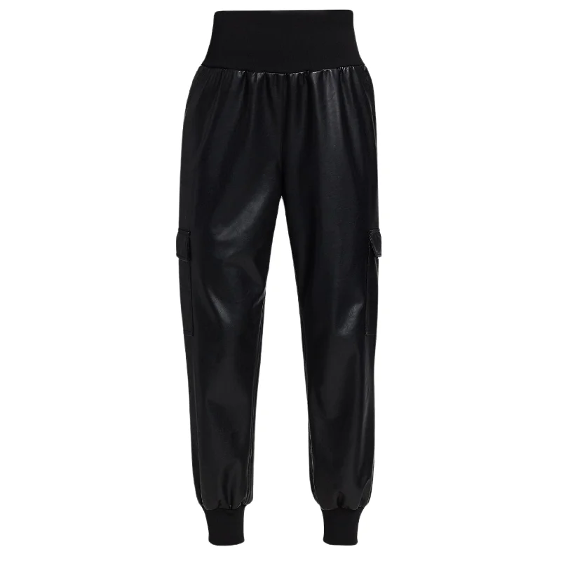 GILES -  Faux Leather Pants Trendy Velvet Pants