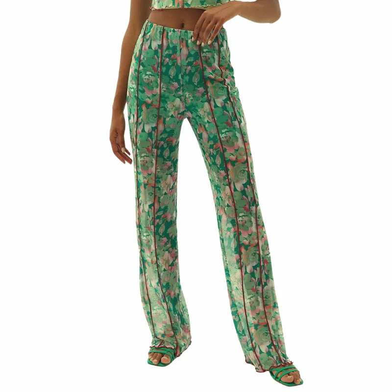 OXXO - High Rise Tulle Pants with Floral Pattern Casual Yoga Pants