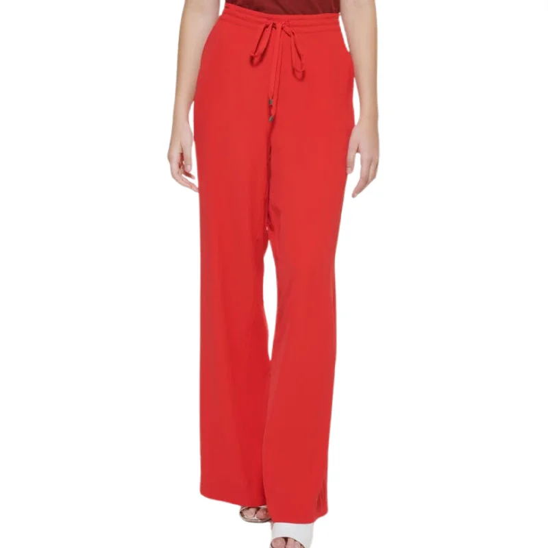 DKNY - Drawstring Wide Leg Pants Classic Cropped Pants