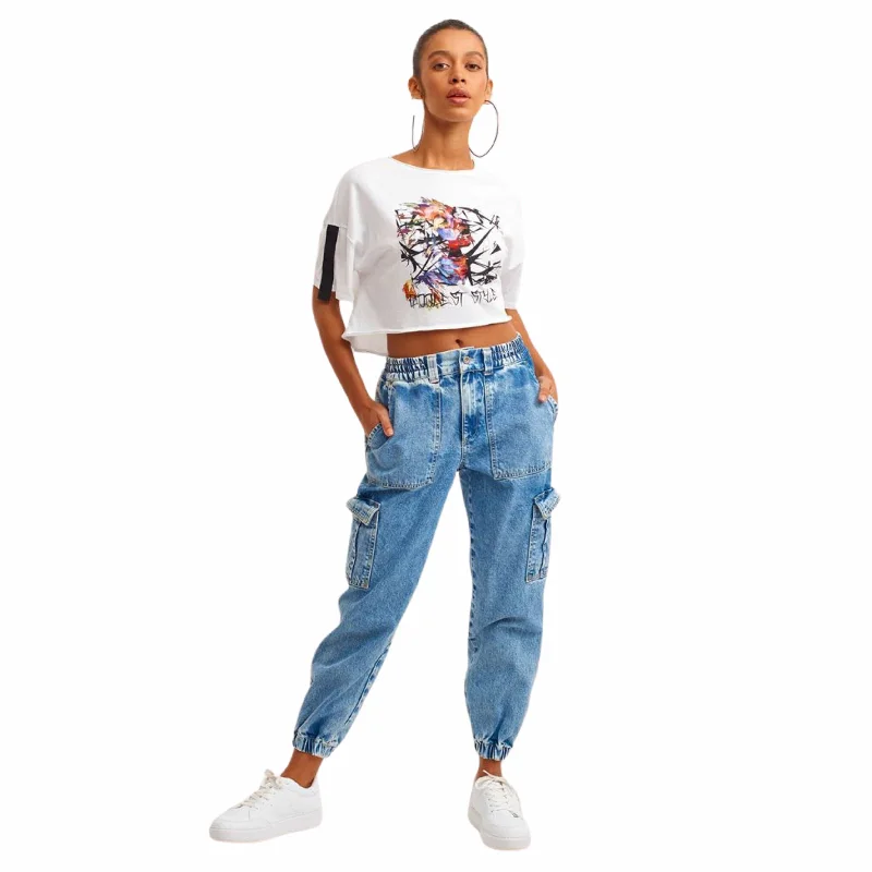 OXXO - Cotton Denim Jogger Pants Classic Cropped Pants