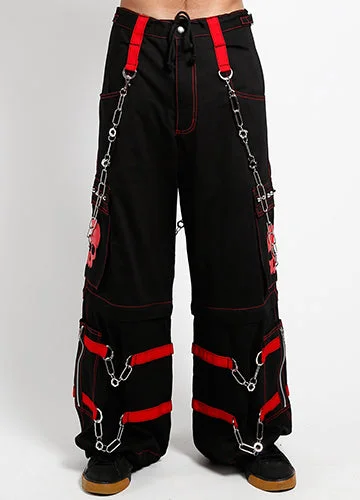 SKULL ZIPOFF PANT - RED Elegant Silk Pants