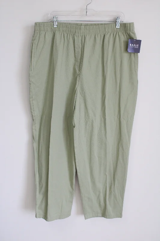 NEW Basic Editions Twill Green Pant | 2X Short Chic Black Leggings