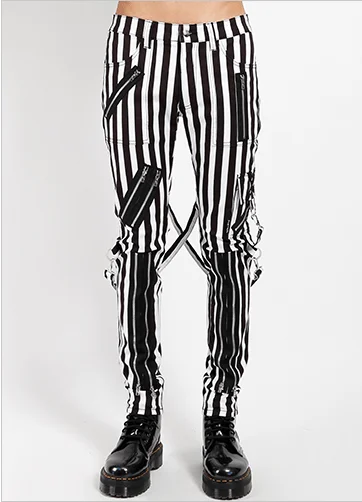 CLASSIC STRAP PANT MED STRIPE Comfortable Pleated Pants