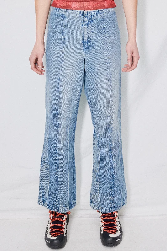 Light Wash Denim Flare Pant Comfortable Jogger Trousers