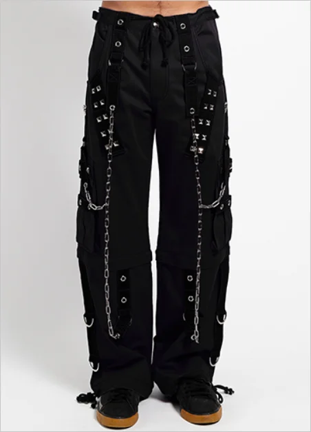 Dark cuff pants - BLACK Chic Checkered Pants