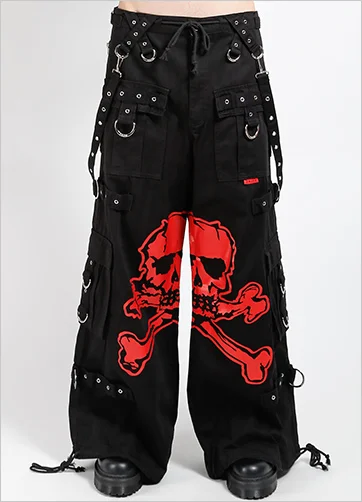 MEGA SKULL PANT RED Elegant Silk Pants