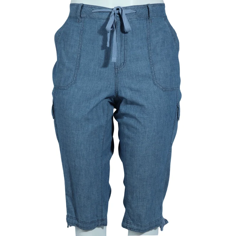 ST.JOHN'S BAY - Cotton Mid-Rise Capri Pants Fashionable Button-Up Pants