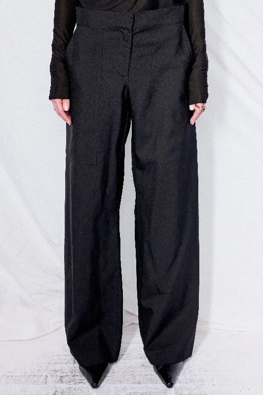 Black Suiting Simple Pant Casual Drawstring Pants